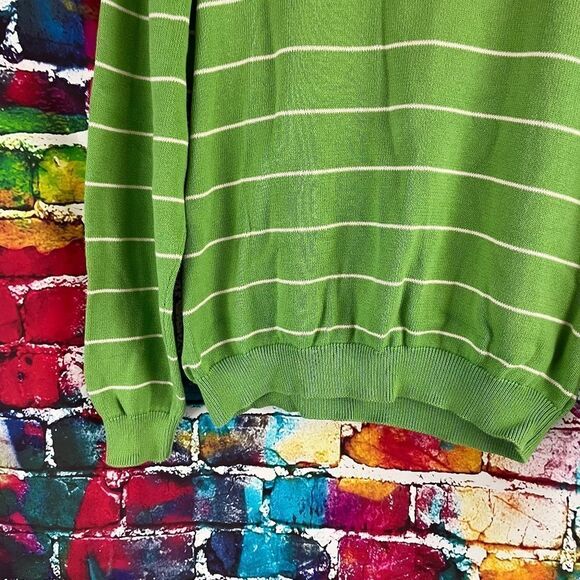 Brooks Brothers Supima Cotton Striped Pullover Sweater Green White Size XL - Picture 3 of 5